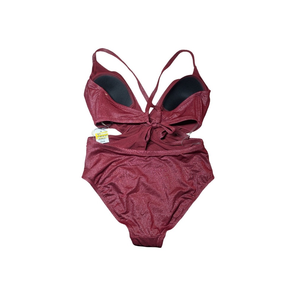 ⭐D4 Shade & Shore Shimmer Monokini 1 Piece Swimsuit Womens Burgundy - Size 16 - Picture 2 of 2